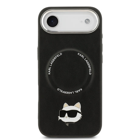 Apple iPhone 17 Air Kılıf Karl Lagerfeld Orjinal Lisanslı M-safe Şarj Özellikli Metal Kamera ve Buton Tasarımlı Choupette PU Deri Kapak