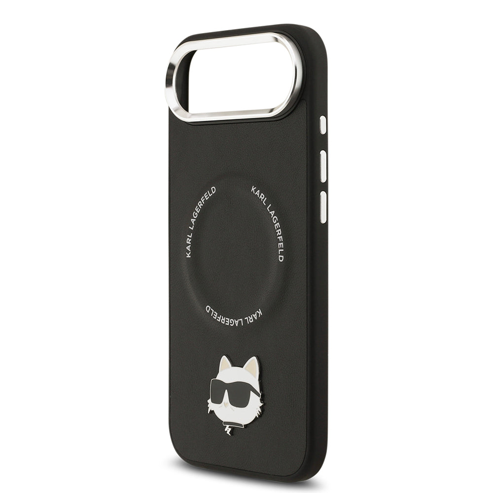 Apple iPhone 17 Air Kılıf Karl Lagerfeld Orjinal Lisanslı M-safe Şarj Özellikli Metal Kamera ve Buton Tasarımlı Choupette PU Deri Kapak