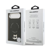 Apple iPhone 17 Air Kılıf Karl Lagerfeld Orjinal Lisanslı M-safe Şarj Özellikli Metal Kamera ve Buton Tasarımlı Choupette PU Deri Kapak