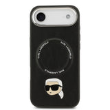 Apple iPhone 17 Air Kılıf Karl Lagerfeld Orjinal Lisanslı M-safe Şarj Özellikli Metal Kamera ve Buton Tasarımlı Karl PU Deri Kapak