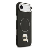 Apple iPhone 17 Air Kılıf Karl Lagerfeld Orjinal Lisanslı M-safe Şarj Özellikli Metal Kamera ve Buton Tasarımlı Karl PU Deri Kapak