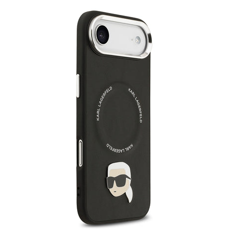 Apple iPhone 17 Air Kılıf Karl Lagerfeld Orjinal Lisanslı M-safe Şarj Özellikli Metal Kamera ve Buton Tasarımlı Karl PU Deri Kapak