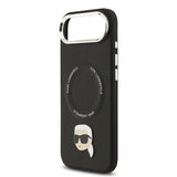 Apple iPhone 17 Air Kılıf Karl Lagerfeld Orjinal Lisanslı M-safe Şarj Özellikli Metal Kamera ve Buton Tasarımlı Karl PU Deri Kapak
