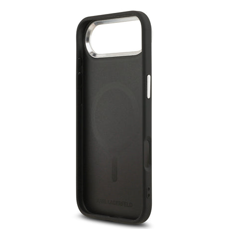 Apple iPhone 17 Air Kılıf Karl Lagerfeld Orjinal Lisanslı M-safe Şarj Özellikli Metal Kamera ve Buton Tasarımlı Karl PU Deri Kapak