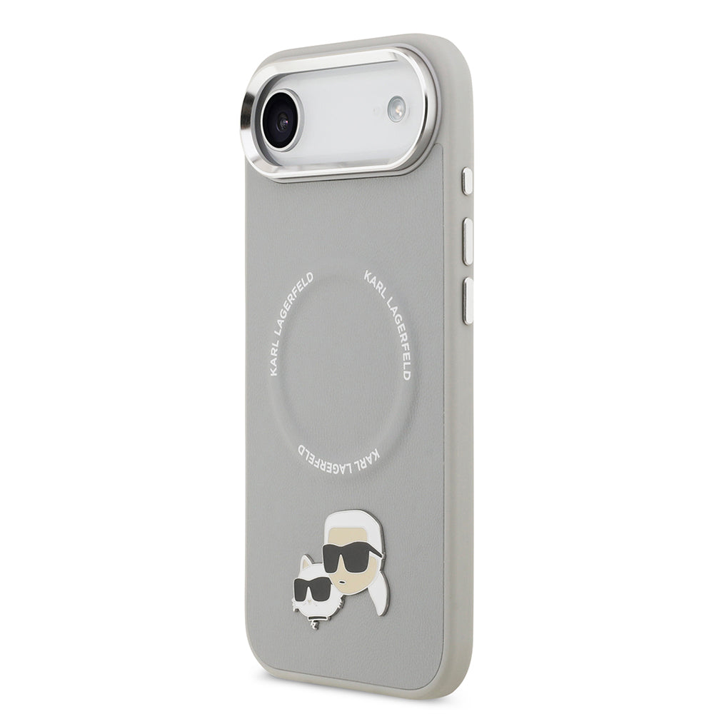 Apple iPhone 17 Air Kılıf Karl Lagerfeld Orjinal Lisanslı M-safe Şarj Özellikli Metal Kamera ve Buton Tasarımlı K&C PU Deri Kapak