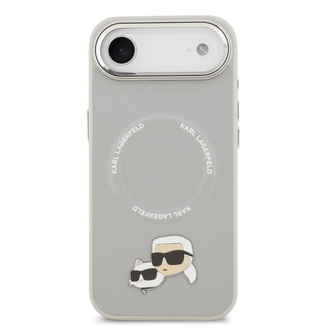 Apple iPhone 17 Air Kılıf Karl Lagerfeld Orjinal Lisanslı M-safe Şarj Özellikli Metal Kamera ve Buton Tasarımlı K&C PU Deri Kapak