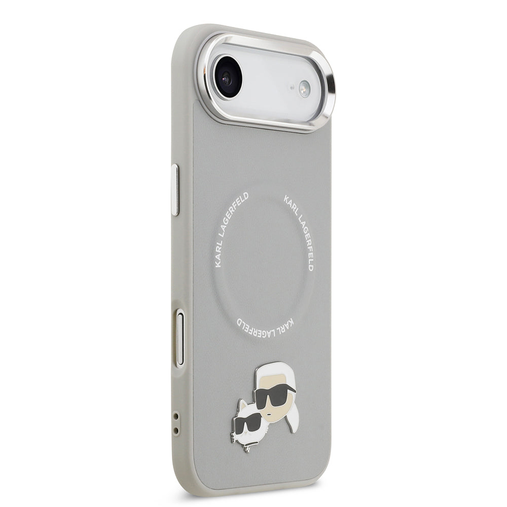 Apple iPhone 17 Air Kılıf Karl Lagerfeld Orjinal Lisanslı M-safe Şarj Özellikli Metal Kamera ve Buton Tasarımlı K&C PU Deri Kapak