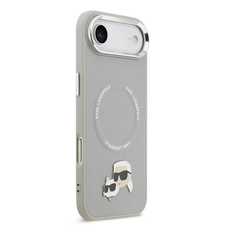 Apple iPhone 17 Air Kılıf Karl Lagerfeld Orjinal Lisanslı M-safe Şarj Özellikli Metal Kamera ve Buton Tasarımlı K&C PU Deri Kapak