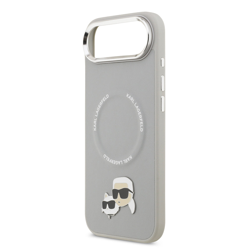 Apple iPhone 17 Air Kılıf Karl Lagerfeld Orjinal Lisanslı M-safe Şarj Özellikli Metal Kamera ve Buton Tasarımlı K&C PU Deri Kapak