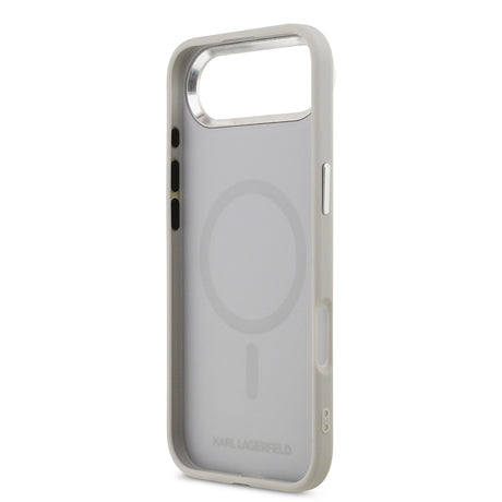 Apple iPhone 17 Air Kılıf Karl Lagerfeld Orjinal Lisanslı M-safe Şarj Özellikli Metal Kamera ve Buton Tasarımlı K&C PU Deri Kapak