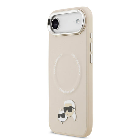 Apple iPhone 17 Air Kılıf Karl Lagerfeld Orjinal Lisanslı M-safe Şarj Özellikli Metal Kamera ve Buton Tasarımlı K&C PU Deri Kapak