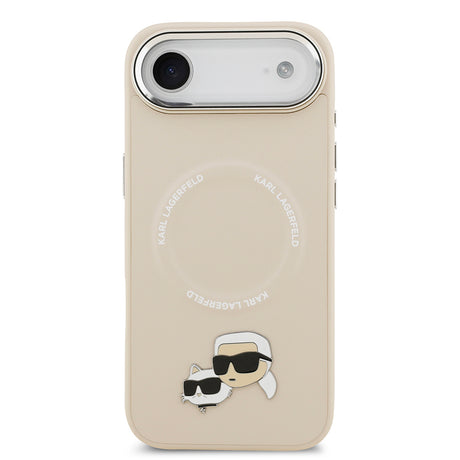 Apple iPhone 17 Air Kılıf Karl Lagerfeld Orjinal Lisanslı M-safe Şarj Özellikli Metal Kamera ve Buton Tasarımlı K&C PU Deri Kapak