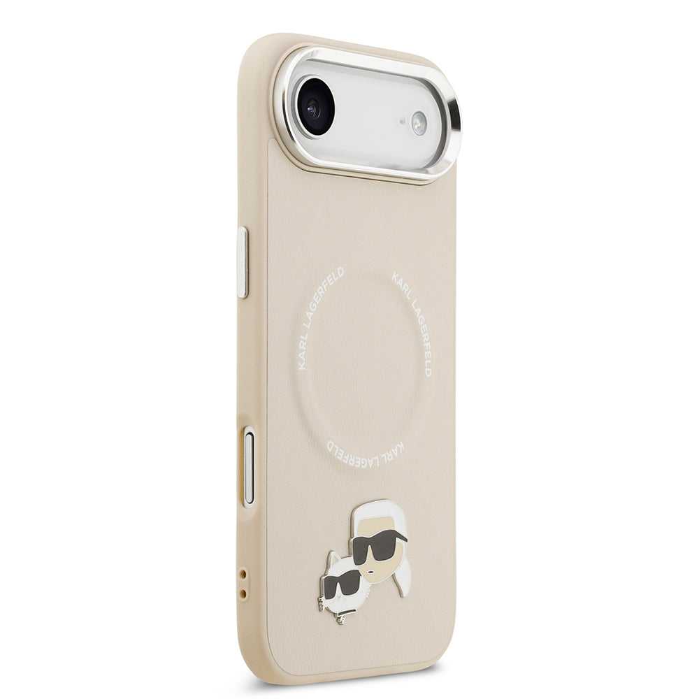Apple iPhone 17 Air Kılıf Karl Lagerfeld Orjinal Lisanslı M-safe Şarj Özellikli Metal Kamera ve Buton Tasarımlı K&C PU Deri Kapak