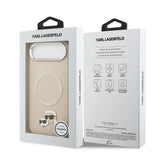 Apple iPhone 17 Air Kılıf Karl Lagerfeld Orjinal Lisanslı M-safe Şarj Özellikli Metal Kamera ve Buton Tasarımlı K&C PU Deri Kapak