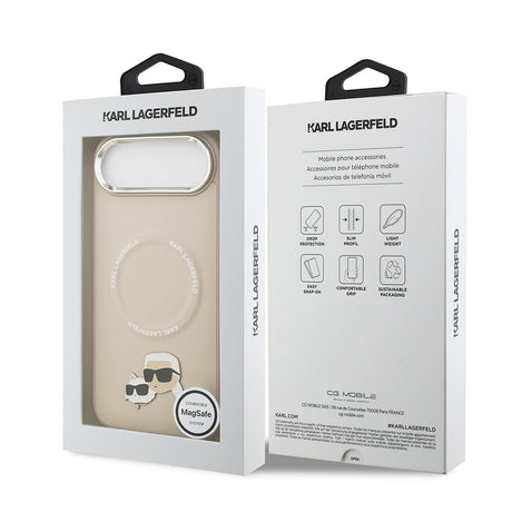Apple iPhone 17 Air Kılıf Karl Lagerfeld Orjinal Lisanslı M-safe Şarj Özellikli Metal Kamera ve Buton Tasarımlı K&C PU Deri Kapak