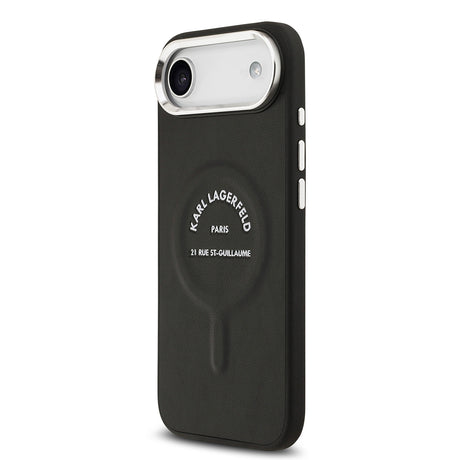 Apple iPhone 17 Air Kılıf Karl Lagerfeld Orjinal Lisanslı M-safe Şarj Özellikli Metal Kamera ve Buton Tasarımlı Paris RSG PU Deri Kapak