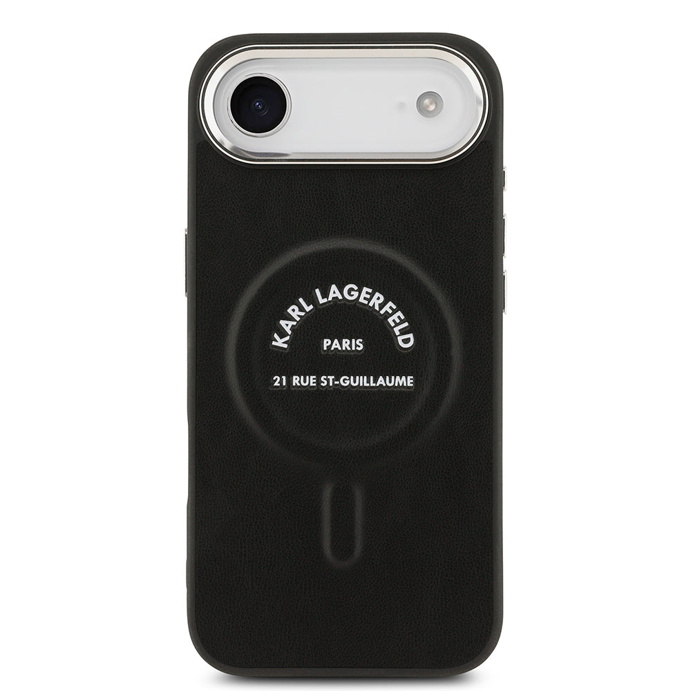 Apple iPhone 17 Air Kılıf Karl Lagerfeld Orjinal Lisanslı M-safe Şarj Özellikli Metal Kamera ve Buton Tasarımlı Paris RSG PU Deri Kapak