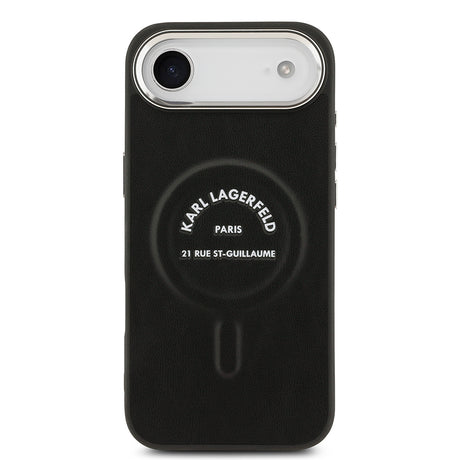 Apple iPhone 17 Air Kılıf Karl Lagerfeld Orjinal Lisanslı M-safe Şarj Özellikli Metal Kamera ve Buton Tasarımlı Paris RSG PU Deri Kapak