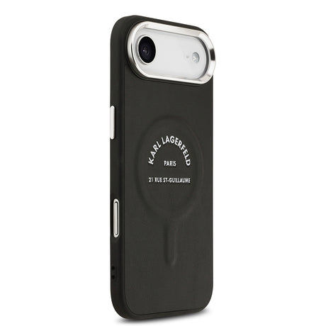 Apple iPhone 17 Air Kılıf Karl Lagerfeld Orjinal Lisanslı M-safe Şarj Özellikli Metal Kamera ve Buton Tasarımlı Paris RSG PU Deri Kapak