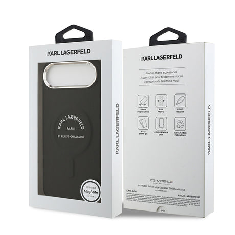 Apple iPhone 17 Air Kılıf Karl Lagerfeld Orjinal Lisanslı M-safe Şarj Özellikli Metal Kamera ve Buton Tasarımlı Paris RSG PU Deri Kapak