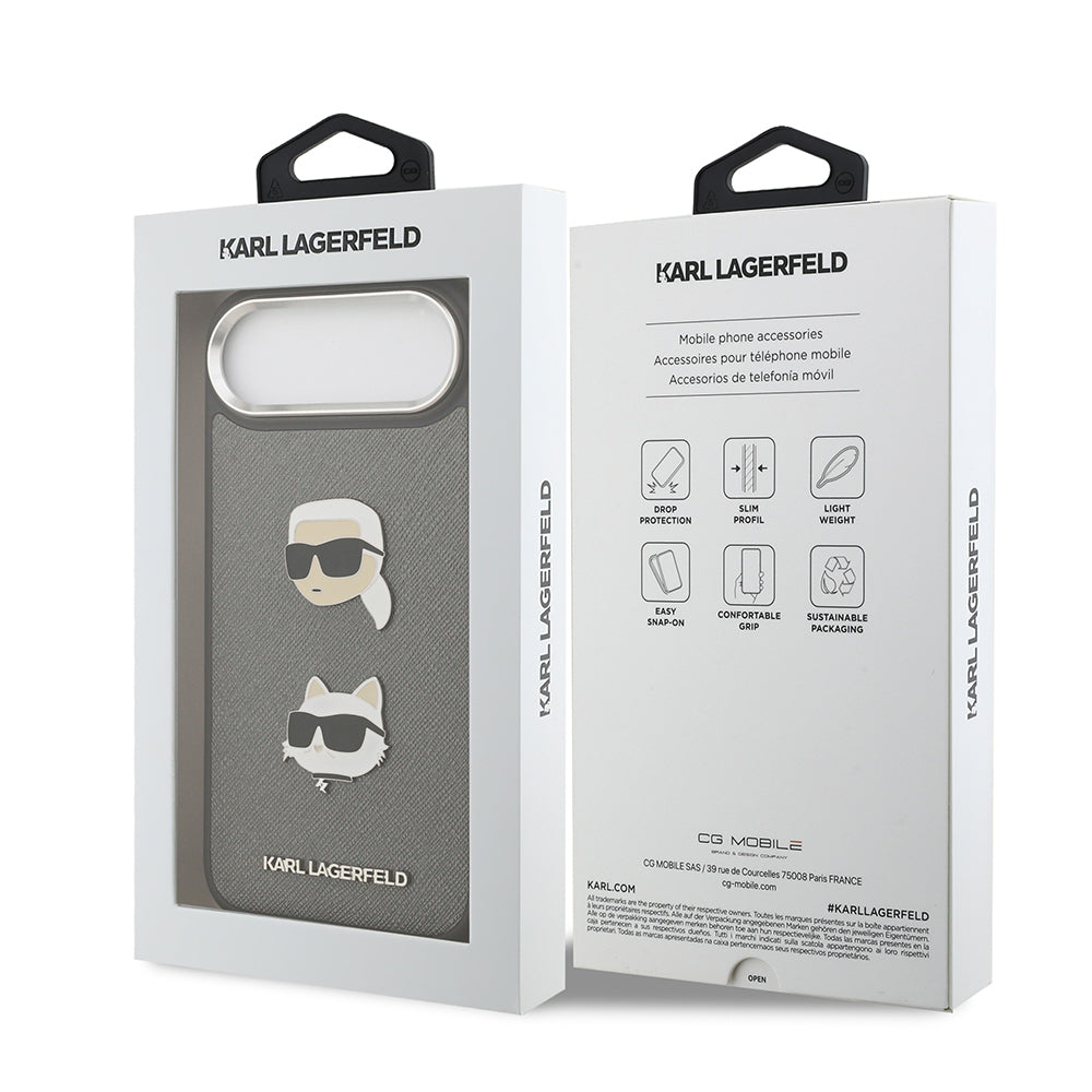 Apple iPhone 17 Air Kılıf Karl Lagerfeld Orjinal Lisanslı Metal Logolu K&C Heads Pin Kapak