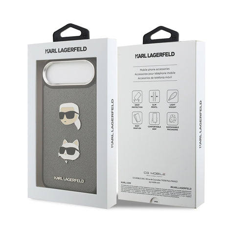 Apple iPhone 17 Air Kılıf Karl Lagerfeld Orjinal Lisanslı Metal Logolu K&C Heads Pin Kapak