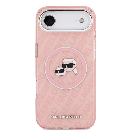 Apple iPhone 17 Air Kılıf Karl Lagerfeld Orjinal Lisanslı Parlayan Simli Karl & Choupette Heads Kapak