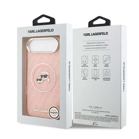 Apple iPhone 17 Air Kılıf Karl Lagerfeld Orjinal Lisanslı Parlayan Simli Karl & Choupette Heads Kapak