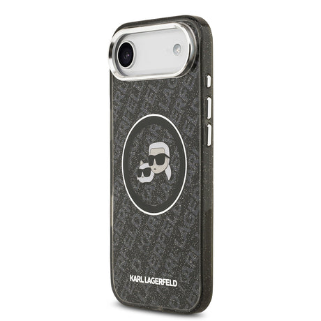 Apple iPhone 17 Air Kılıf Karl Lagerfeld Orjinal Lisanslı Parlayan Simli Karl & Choupette Heads Kapak