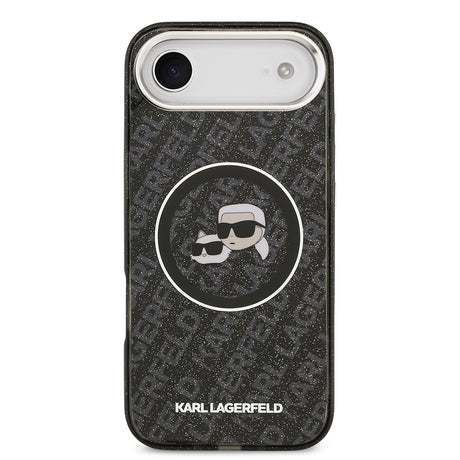 Apple iPhone 17 Air Kılıf Karl Lagerfeld Orjinal Lisanslı Parlayan Simli Karl & Choupette Heads Kapak