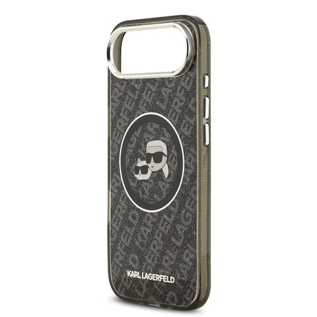 Apple iPhone 17 Air Kılıf Karl Lagerfeld Orjinal Lisanslı Parlayan Simli Karl & Choupette Heads Kapak