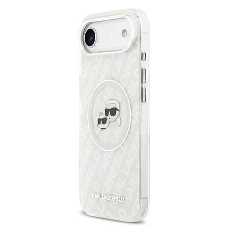 Apple iPhone 17 Air Kılıf Karl Lagerfeld Orjinal Lisanslı Parlayan Simli Karl & Choupette Heads Kapak
