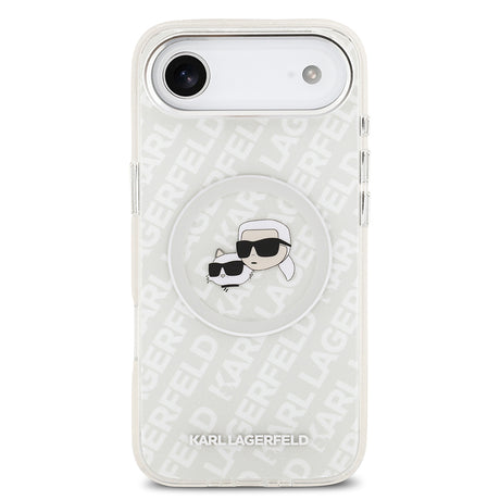 Apple iPhone 17 Air Kılıf Karl Lagerfeld Orjinal Lisanslı Parlayan Simli Karl & Choupette Heads Kapak