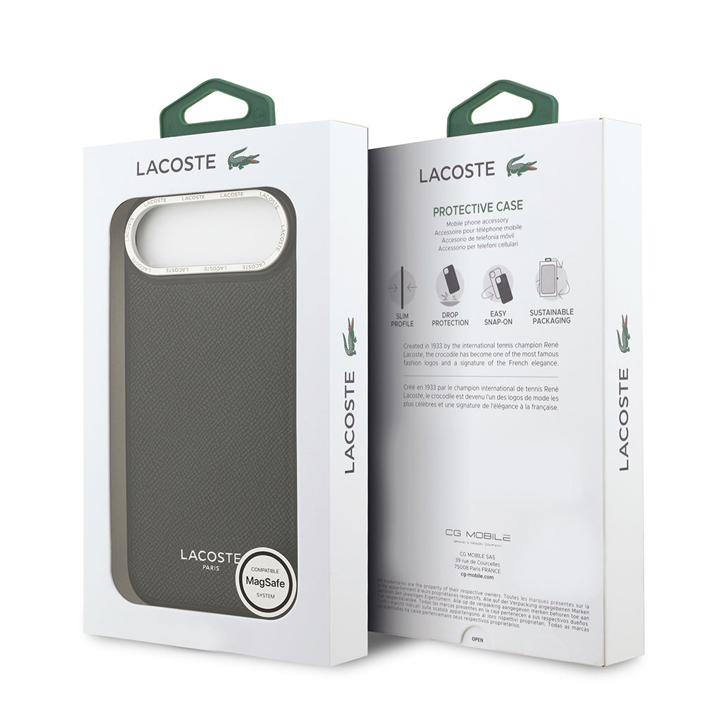 Apple iPhone 17 Air Kılıf Lacoste Orjinal Lisanslı M-safe Şarj Özellikli Champs Elysees PU Deri Tasarımlı Kapak