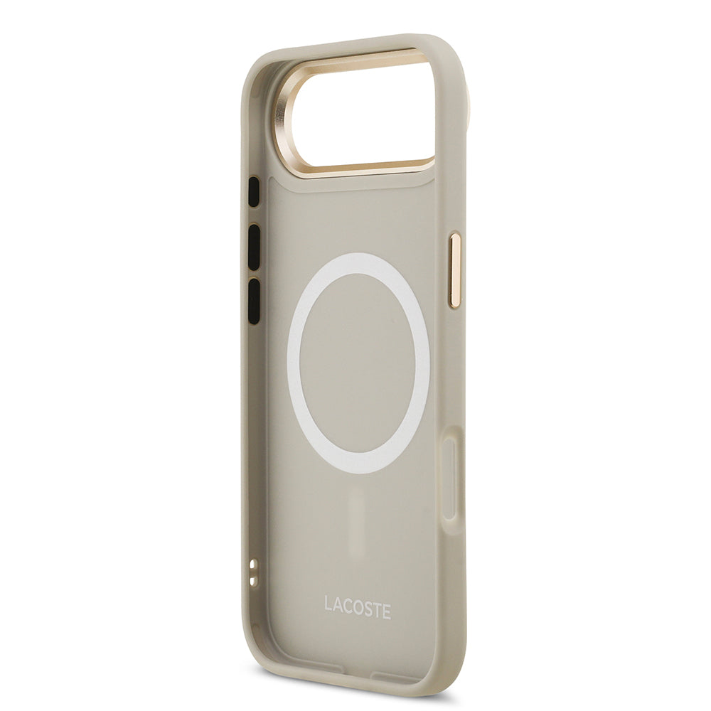 Apple iPhone 17 Air Kılıf Lacoste Orjinal Lisanslı M-safe Şarj Özellikli Champs Elysees PU Deri Tasarımlı Kapak