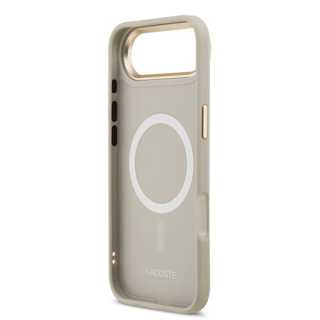 Apple iPhone 17 Air Kılıf Lacoste Orjinal Lisanslı M-safe Şarj Özellikli Champs Elysees PU Deri Tasarımlı Kapak