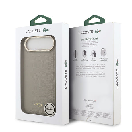 Apple iPhone 17 Air Kılıf Lacoste Orjinal Lisanslı M-safe Şarj Özellikli Champs Elysees PU Deri Tasarımlı Kapak