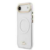 Apple iPhone 17 Air Kılıf Lacoste Orjinal Lisanslı M-safe Şarj Özellikli Gold Timsah Logolu Buzlu Kapak