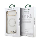 Apple iPhone 17 Air Kılıf Lacoste Orjinal Lisanslı M-safe Şarj Özellikli Gold Timsah Logolu Buzlu Kapak