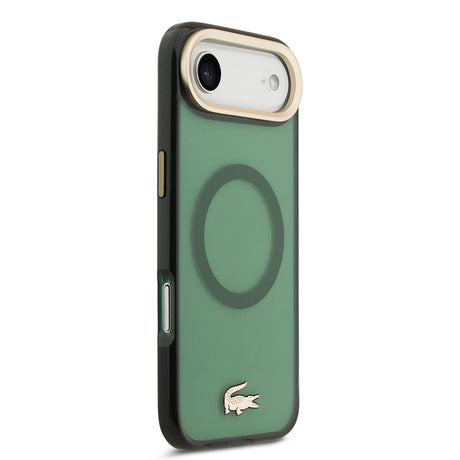 Apple iPhone 17 Air Kılıf Lacoste Orjinal Lisanslı M-safe Şarj Özellikli Gold Timsah Logolu Buzlu Kapak