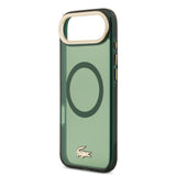 Apple iPhone 17 Air Kılıf Lacoste Orjinal Lisanslı M-safe Şarj Özellikli Gold Timsah Logolu Buzlu Kapak