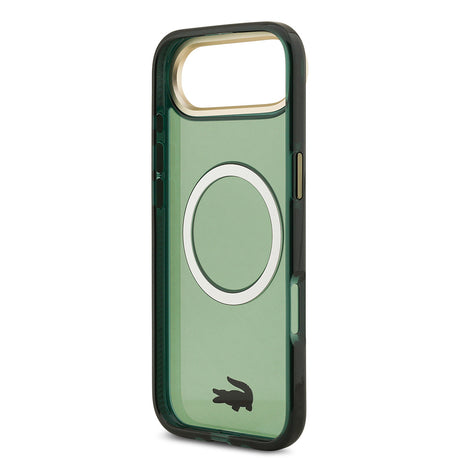 Apple iPhone 17 Air Kılıf Lacoste Orjinal Lisanslı M-safe Şarj Özellikli Gold Timsah Logolu Buzlu Kapak