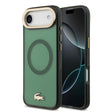 Apple iPhone 17 Air Kılıf Lacoste Orjinal Lisanslı M-safe Şarj Özellikli Gold Timsah Logolu Buzlu Kapak