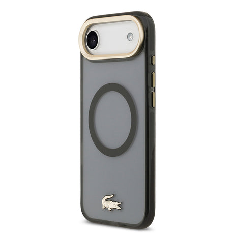 Apple iPhone 17 Air Kılıf Lacoste Orjinal Lisanslı M-safe Şarj Özellikli Gold Timsah Logolu Buzlu Kapak