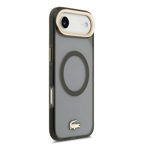 Apple iPhone 17 Air Kılıf Lacoste Orjinal Lisanslı M-safe Şarj Özellikli Gold Timsah Logolu Buzlu Kapak