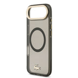 Apple iPhone 17 Air Kılıf Lacoste Orjinal Lisanslı M-safe Şarj Özellikli Gold Timsah Logolu Buzlu Kapak