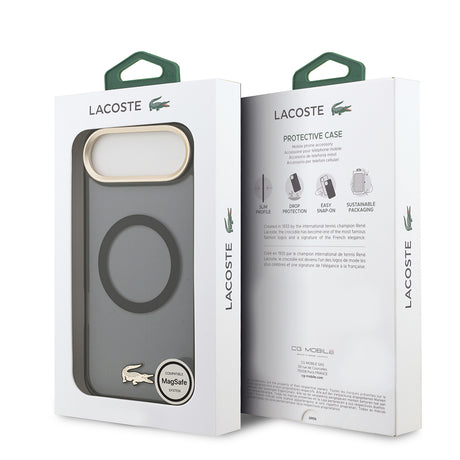 Apple iPhone 17 Air Kılıf Lacoste Orjinal Lisanslı M-safe Şarj Özellikli Gold Timsah Logolu Buzlu Kapak