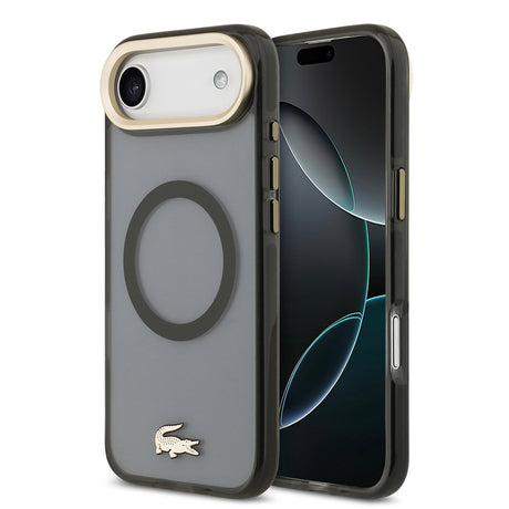 Apple iPhone 17 Air Kılıf Lacoste Orjinal Lisanslı M-safe Şarj Özellikli Gold Timsah Logolu Buzlu Kapak