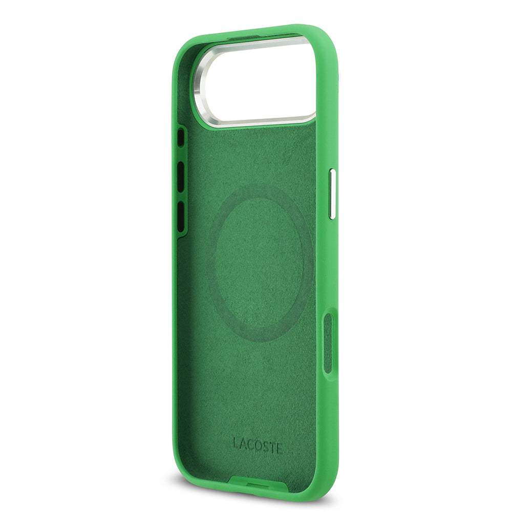 Apple iPhone 17 Air Kılıf Lacoste Orjinal Lisanslı M-safe Şarj Özellikli İkonik Logolu Metal Kamera Çerçeveli Silikon Kapak