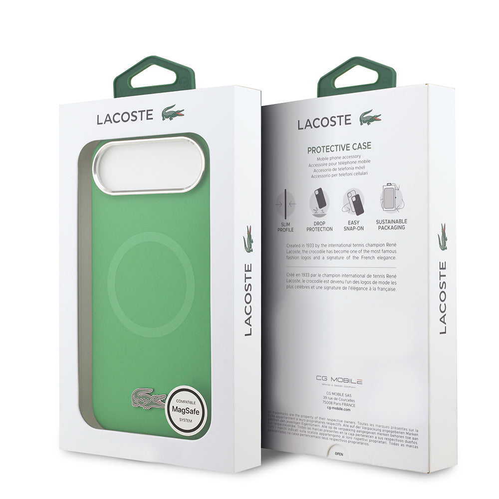 Apple iPhone 17 Air Kılıf Lacoste Orjinal Lisanslı M-safe Şarj Özellikli İkonik Logolu Metal Kamera Çerçeveli Silikon Kapak